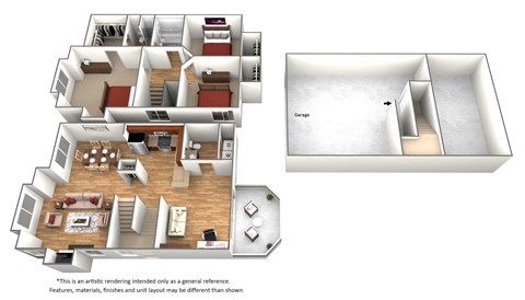 Deerwood Floor Plan at Arcadia Townhomes, Federal Way, Washington